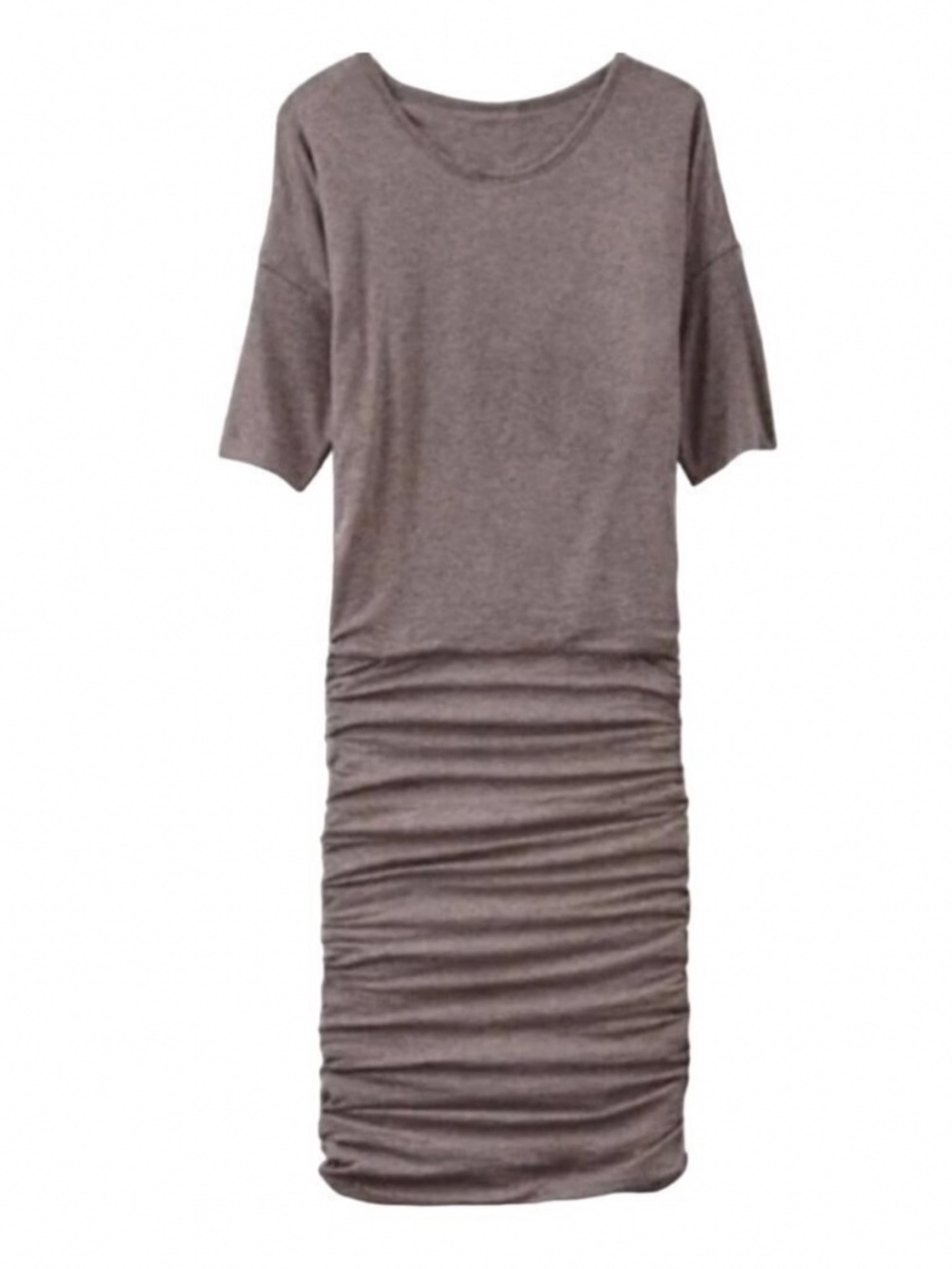 Athleta Solstice Heather Mocha Tan Ruched Dress Sz XS